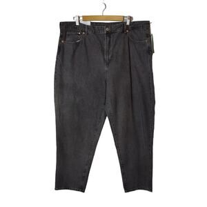 NWT H&M Womens Sz 18 Black Loose Mom Jean Baggy Ultra High Rise Ankle Denim Plus